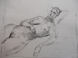 reclining by marsh, Drawing, Charcoal on Paper